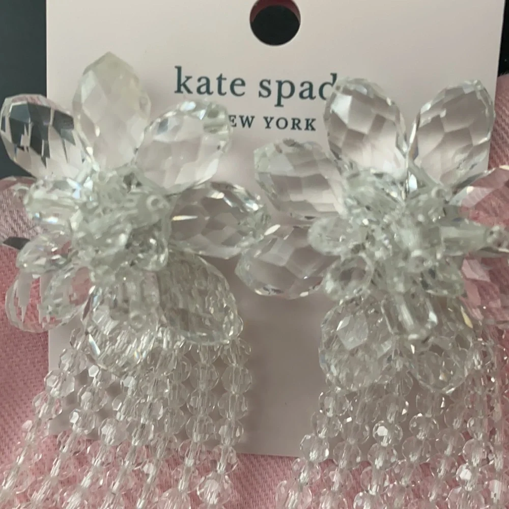 🆕 Kate Spade ♠️ Flower Clear Earrings Chandelier